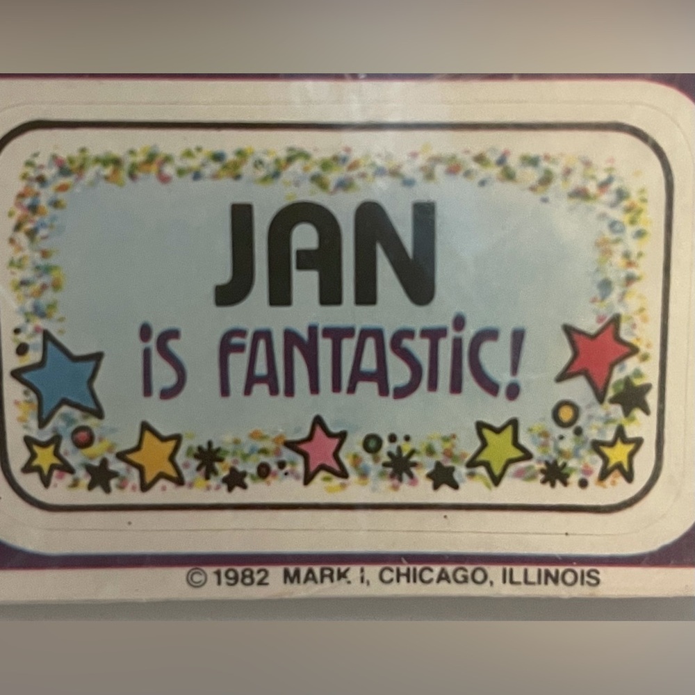 1982 personalized stickers for Jan